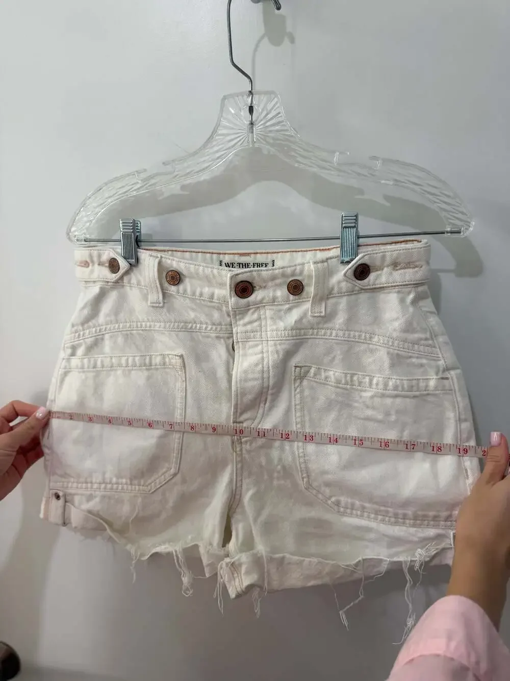 Free People We The Free Moxie High-Rise Raw Hem Utility Denim Shorts